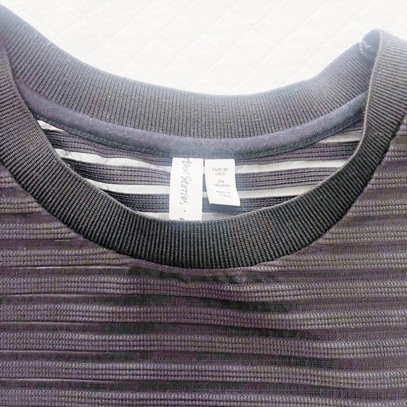 & Other Stories Black Crop Top Striped See Through SZ6 - Picture 3 of 7